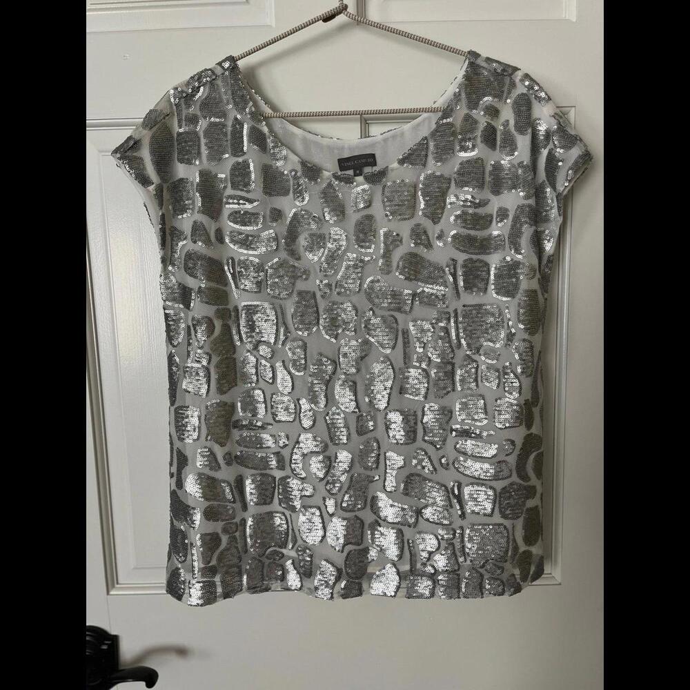 Vince camuto silver sequin top